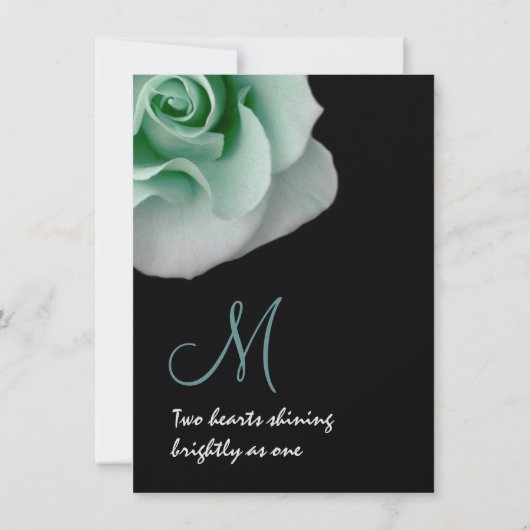 Mint Green Rozen en Black Wedding Sjabloon Kaart (Achterkant)