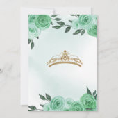 Mint Green Rozen Golden Tiara Quinceañera Birthday Kaart (Achterkant)