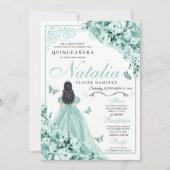 Mint Green Rozen Princess Dress Quinceanera Kaart (Voorkant)