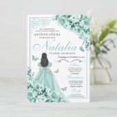 Mint Green Rozen Princess Dress Quinceanera Kaart (Staand voorkant)
