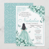 Mint Green Rozen Princess Dress Quinceanera Kaart (Voorkant / Achterkant)