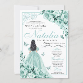 Mint Green Rozen Princess Dress Quinceanera Kaart