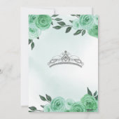 Mint Green Rozen Silver Tiara Quinceañera Birthday Kaart (Achterkant)