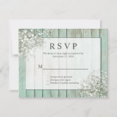 Mint Green Rustic Baby's Breath RSVP Kaartje (Voorkant)
