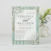 Mint Green Rustic Baby's Breath Wedding Uitnodigin Kaart (Staand voorkant)