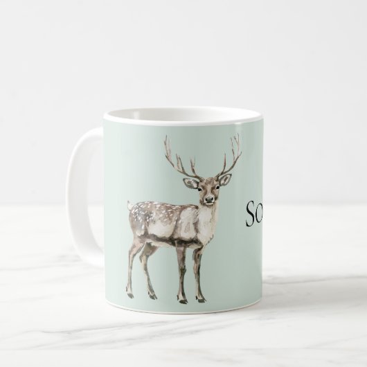 Mint Green Rustic Deer Koffiemok (Voorkant links)
