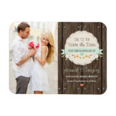 Mint Green Rustic Floral Boho Save the Date Magneet (Horizontaal)