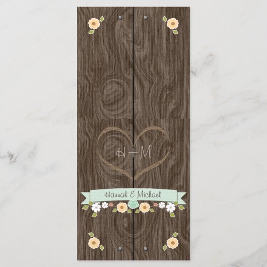 Mint Green Rustic Floral Wedding Menu Kaart (Achterkant)