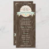 Mint Green Rustic Floral Wedding Menu Kaart (Voorkant / Achterkant)
