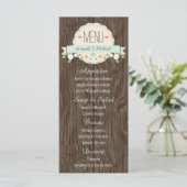 Mint Green Rustic Floral Wedding Menu Kaart (Staand voorkant)