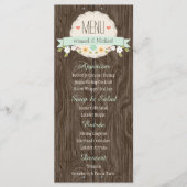 Mint Green Rustic Floral Wedding Menu Kaart (Voorkant)