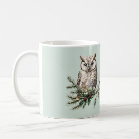 Mint Green Rustic Owl Koffiemok (Links)