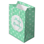 Mint Green Rustic Sjabloon Happy Birthday Stippen Medium Cadeauzakje (Voorkant Gekanteld)