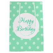 Mint Green Rustic Sjabloon Happy Birthday Stippen Medium Cadeauzakje (Achterkant)