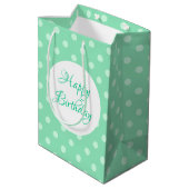 Mint Green Rustic Sjabloon Happy Birthday Stippen Medium Cadeauzakje (Achterkant Gekanteld)