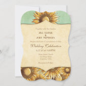 Mint Green Rustic Sunflower Wedding Uitnodiging (Voorkant)