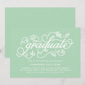 Mint Green rustieke kalligrafie afstudeerfeest Kaart (Voorkant / Achterkant)