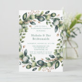 Mint Green & Sage Eucalyptus Bruidsmeisjes Luncheo Kaart (Staand voorkant)