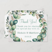 Mint Green & Sage Green Eucalyptus Wedding Bedankkaart (Voorkant / Achterkant)
