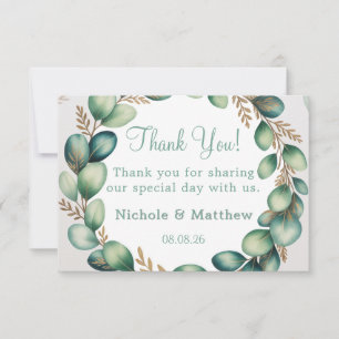 Mint Green & Sage Green Eucalyptus Wedding Bedankkaart