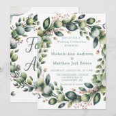 Mint Green & Sage Green Eucalyptus Wedding Kaart (Voorkant / Achterkant)