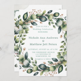 Mint Green & Sage Green Eucalyptus Wedding Kaart