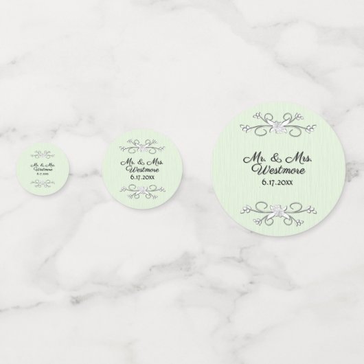 Mint Green Salutations Name and Date Confetti (Voorkanten)