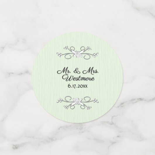 Mint Green Salutations Name and Date Confetti (Kleine voorkant)