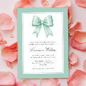 Mint Green  Satin Bow Baby Boy Shower Kaart