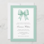 Mint Green  Satin Bow Baby Boy Shower Kaart (Voorkant)