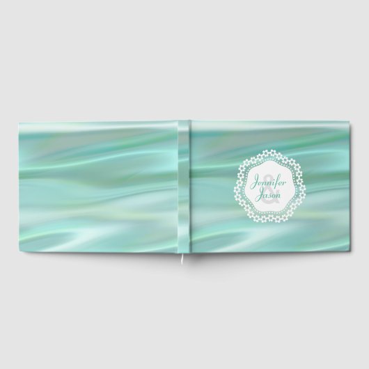 Mint Green Satin Kijk Weddenschap Gastenboek (Volledig)