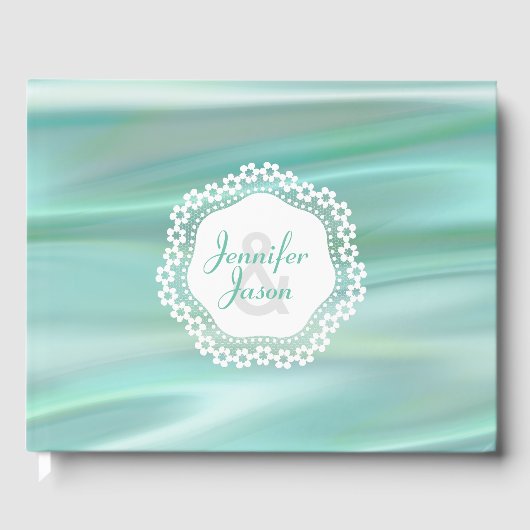 Mint Green Satin Kijk Weddenschap Gastenboek (Voorkant)
