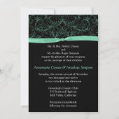 Mint Green Scrolls and Ribbon Wedding Invitation Kaart (Voorkant)