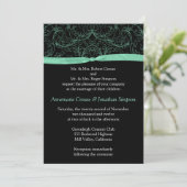 Mint Green Scrolls and Ribbon Wedding Invitation Kaart (Staand voorkant)