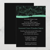 Mint Green Scrolls and Ribbon Wedding Invitation Kaart (Voorkant / Achterkant)