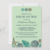 Mint Green Seashells Invitation for Summer Wedding Kaart (Voorkant)