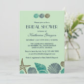 Mint Green Seashells Invitation for Summer Wedding Kaart (Staand voorkant)
