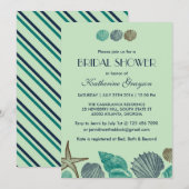 Mint Green Seashells Invitation for Summer Wedding Kaart (Voorkant / Achterkant)