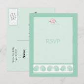 Mint Green Seashells Wedding RSVP Kaart (Voorkant / Achterkant)