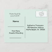 Mint Green Seashells Wedding RSVP Kaart (Achterkant)