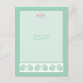 Mint Green Seashells Wedding RSVP Kaart (Voorkant)