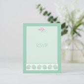Mint Green Seashells Wedding RSVP Kaart (Staand voorkant)