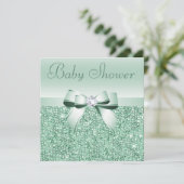 Mint Green Sequins, Bow & Diamond Baby shower Kaart (Staand voorkant)