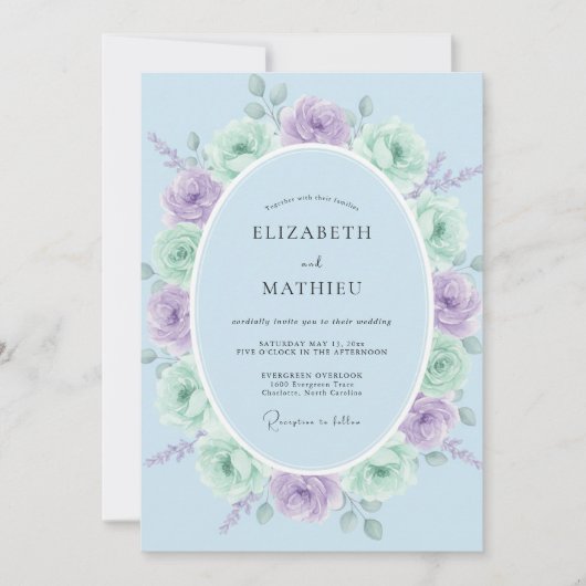 Mint Green Serene Springtime Wedding Kaart (Voorkant)