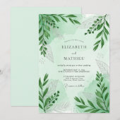 Mint Green Serene Woodland Wedding Kaart (Voorkant / Achterkant)