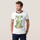 Mint Green Shamrocks en Leprechaun Pet T-shirt (Voorkant volledig)