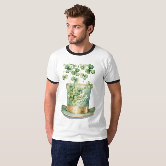 Mint Green Shamrocks en Leprechaun Pet T-shirt (Voorkant volledig)