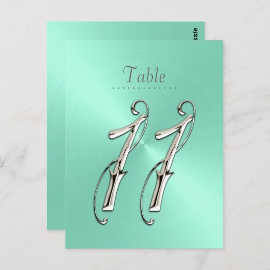 Mint Green Sheen Table Number 11 Briefkaart (Voorkant / Achterkant)