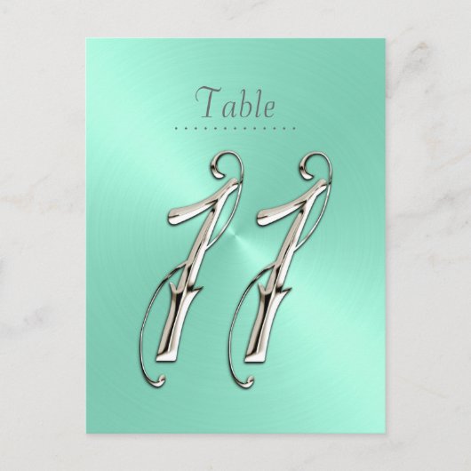 Mint Green Sheen Table Number 11 Briefkaart (Voorkant)