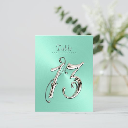 Mint Green Sheen Table Number 13 Briefkaart (Staand voorkant)